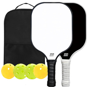Raquettes de pickleball d'extérieur, lot de 2, longueur 40 cm, face en fibre de graphite de qualité supérieure, ensemble de 4 balles, portables avec sac de transport - Product Image 1