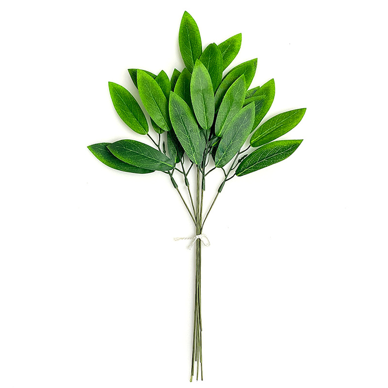4 fourchettes de feuilles de pêcher vertes - 10 par bouquet