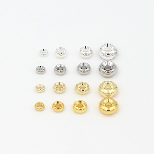 Cuentas de rueda de oro genuino de 18K que preservan el color, cuentas de neumático chapadas en oro de cobre puro (paquete de 14), cuentas espaciadoras para pulseras DIY, hilo - Product Image 1