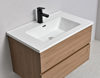 Rak Dinding Kamar Mandi Ramah Lingkungan Modern dengan Wastafel Keramik, Desain Tahan Air, Laci, Furnitur Modern