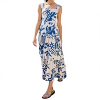 Nouvelle robe d'été en mousseline de soie à volants personnalisée à la mode Col carré Imprimé floral Sexy Robe de plage de vacances pour femmes