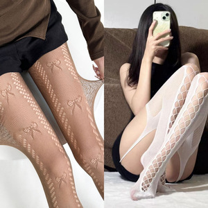 Black Fishnet <b>Tights</b> With Bow Pattern 20D Sheer <b>Thin</b> Pantyhose For Women Four Seasons Wear - Product Image 4