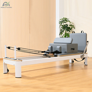 Reformer Pilates Blanc Double Utilisation avec Ensemble de Sangles Doubles pour Entraînement en Couple - Product Image 2