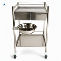 Chariot médical en acier inoxydable BT-SIT032, chariot de traitement, chariot utilitaire d'hôpital, chariot à instruments à 2 niveaux, roues silencieuses, CE ISO