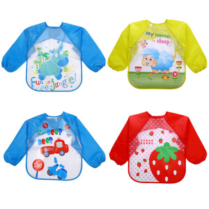 Simpatico bavaglino impermeabile a manica lunga in poliestere per bambini bambini bambini e ragazzi che si nutrono di mangiare grembiule servizio OEM disponibile - Product Image 2