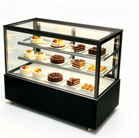 Vitrine réfrigérée commerciale pour gâteaux, 1,5 m, sur pied, à angle droit, 3 niveaux, avec éclairage LED