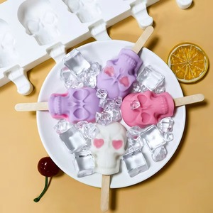 High Quality Skull Shape Food Grade Silicone Popsicle Mold, Home DIY Ice <b>Cream</b> Popsicle <b>Maker</b>, Easy Release & Reusable - Product Image 3