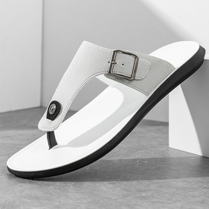 Tongs ouvertes pour hommes en cuir microfibre avec boucle, semelle antidérapante en EVA, pour l'été et l'extérieur - Product Image 3