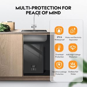 Calentador de Agua Eléctrico Instantáneo Inteligente de 220V y 5500W, sin Tanque, con Pantalla Táctil, Carcasa de Plástico, Manual en Inglés, para Uso en Autocaravanas - Product Image 2