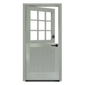Solid Core Pre-drilling White Primed Clear Glass Dutch Door Half Split Door