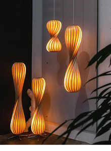 Wabi-Sabi โคมไฟ LED พื้นหยักทรงกลม, พร้อมรีโมทควบคุมฐานไม้ตกแต่งบ้านห้องนอน - Product Image 4