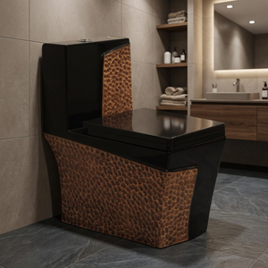 WC monobloc en céramique blanc rond à double chasse, à poser au sol, pour salle de bain moderne - Product Image 5