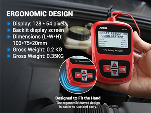 Probador Profesional de Baterías de Coche de 12V con Modos de Prueba en el Vehículo y Fuera del Vehículo para Baterías Sumergidas/<span class=keywords><strong>AGM</strong></span>/GEL - BST200 - Product Image 3