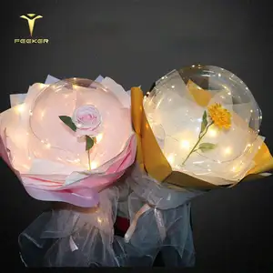 Đảng món quà bất ngờ dính với hoa LED ánh sáng lên bóng bay 20inch PVC nhựa Bobo Bóng Trong Suốt ST