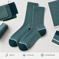Chaussettes thermiques en coton éponge pour homme, couleur turquoise, avec talon et bout renforcés en coton éponge et spandex, tricot côtelé, gradation des tailles