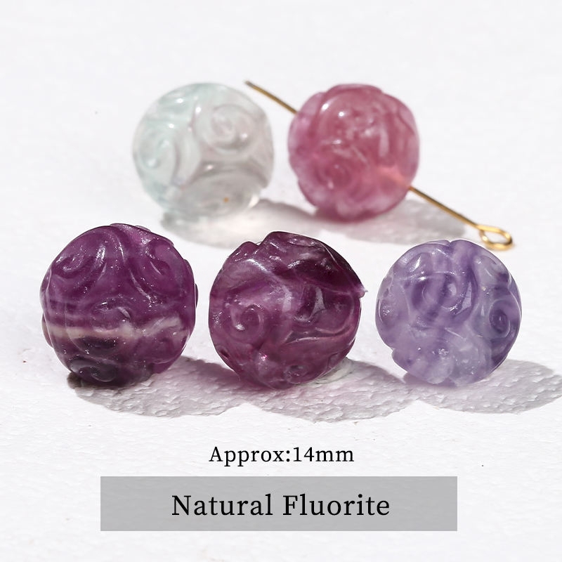 Perline con Motivo in Fluorite Naturale