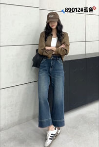 女式加大码休闲4向弹力直筒牛仔裤 (XL-6XL) 高弹力腰部高级水洗无褪色四季纽扣 - Product Image 3