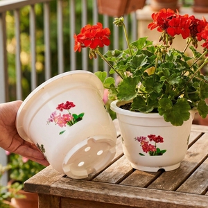 Maceta de plástico PP para bonsái, maceta decorativa impresa con diseño floral para el hogar, balcón, vivero, venta al por mayor, A380 - Product Image 1