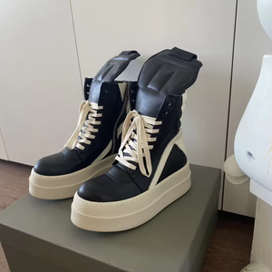 Chaussures de luxe de marque de créateur pour hommes, baskets montantes en cuir pour femmes, chaussures décontractées tendance à lacets et semelle épaisse, baskets mode - Product Image 2