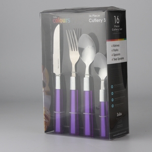 Whosale 16 cái dao muỗng nĩa Bộ đồ ăn Bộ đồ ăn thiết lập dao kéo với nhựa xử lý - Product Image 4