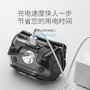Smiling Shark TD-0141A ไฟหน้าแบบชาร์จไฟได้ Type-C USB LED ไฟหน้าแบบเหนี่ยวนำสำหรับการตกปลาแคมป์ปิ้ง - Product Image 4