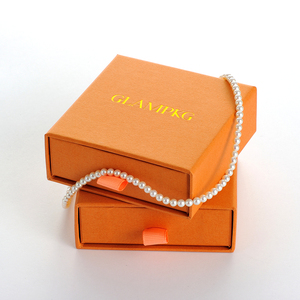 Custom Gold Logo Luxury <b>Orange</b> Jewelry Box with White Foam Insert Sliding Drawer for Earrings Necklace OEM ODM Wholesale - Product Image 6