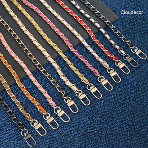Cinturino per Telefono in Pelle Intrecciata, Catena per Borsa Fatta <span class=keywords><strong>a</strong></span> Mano, <span class=keywords><strong>Tracolla</strong></span> in Metallo Placcato Oro, Cordino per Telefono in PU 120cm - Product Image 1
