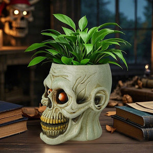 Sculpture de Squelette Zombie Effrayant en Résine pour Halloween, Pot de Fleurs Peint à la Main, Décoration de Jardin Intérieur/Extérieur Durable - Product Image 3