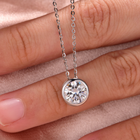 Collier pendentif solitaire en argent sterling S925 1-3 carats avec moissanite taille brillant et chaîne torsadée, bijoux fins pour femme GRA