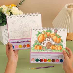 Set <span class=keywords><strong>di</strong></span> Acquerelli su Carta Cartoon 8 Colori, Libro Artistico Fai-da-Te, Giocattolo per Pittura per Bambini e Studenti, Commercio Estero Transfrontaliero 22x21x2cm Scatola Colorata - Product Image 2