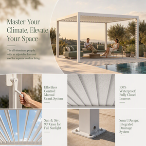 Pergola en aluminium, gazebo d'extérieur, imperméable, revêtement poudré, écologique, pour patio, cour, terrasse, <span class=keywords><strong>abri</strong></span> en métal - Product Image 3