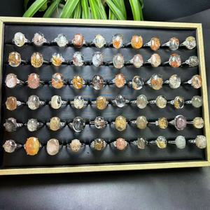 卸売 Kindfull クリスタル 天然 ハーキマーダイヤモンド クリスタル 楕円形 彫刻 ヒーリングストーン アクアマリン ガーネット 宝石 ジュエリー リング - Product Image 4