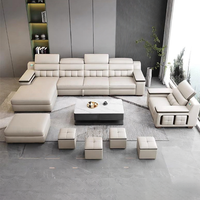 Ensemble de canapés en cuir italien avec fonction inclinable, canapés de détente modernes et simples, canapé en L extensible pour salon