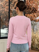Cárdigan Elegante de Punto con Botones Dorados para Mujer, Chaqueta Corta de Mezcla de Viscosa, Personalizable para Uso Diario, Casual o Festivo