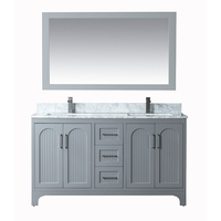 Meubles-lavabos de salle de bain traditionnels gris de 60 pouces avec étagère intégrée