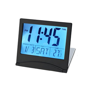 Flip Top Folding Electronic Clock Lcd Display Temperature Calendar Portable Travel Alarm Clock Minimalist Design - Product Image 4