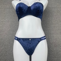 Ensemble soutien-gorge et culotte rayés pour femme, sexy, push-up, avec armatures, imprimé rayé tendance, avec strass