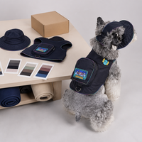 Ensemble Harnais Sac à Dos Chapeau Bob pour Chien en Lin Lavable Confortable Chapeau de Soleil pour Animaux Sac à Dos pour Chien Été Bordure Réfléchissante Équipement d'Extérieur S M