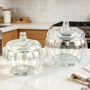 Barattolo in <span class=keywords><strong>Vetro</strong></span> Trasparente a Forma <span class=keywords><strong>di</strong></span> Zucca da 275ml, 560ml, 1200ml con Coperchio in <span class=keywords><strong>Vetro</strong></span> per Candele Aromatiche e Decorazioni <span class=keywords><strong>di</strong></span> Halloween - Product Image 4