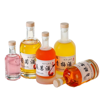 Botol anggur buah kaca buram transparan 50-1000ml kosong dengan steker gabus di ATAU sekrup pada bukaan tersedia