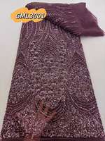 5 Yards de Tissu en Dentelle de Tulle de Luxe Français, Brodé de Perles et de Paillettes, Prix d'Usine, Idéal pour Robe de Mariée