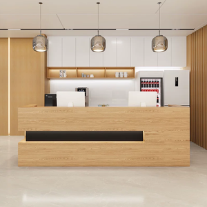 Mostrador de Recepción Moderno <span class=keywords><strong>para</strong></span> Oficina, Mostrador de Recepción Pequeño de Madera con Luz LED <span class=keywords><strong>para</strong></span> Hotel, Salón, Clínica - Product Image 4