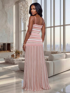 Vestidos a Rayas Dulces de Verano, Modernos para Mujer, Moda 2026, Vestido Maxi Colorido con Tirantes Finos para Vacaciones - Product Image 4