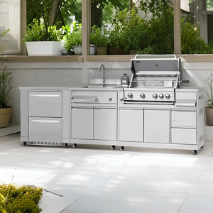 Cuisine extérieure modulaire en acier inoxydable <span class=keywords><strong>à</strong></span> texture métallique, fraîche au toucher, <span class=keywords><strong>antirouille</strong></span>, idéale pour villa - Meilleures ventes - Product Image 2