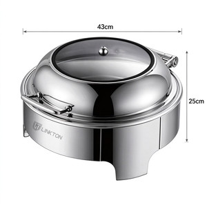 Chauffe-Plat Rond LINKTON 6L pour Hôtels, Restaurants et Buffets – Réchaud de 6 <span class=keywords><strong>Litres</strong></span> avec Fenêtre Visible pour Mariages et Événements - Product Image 4