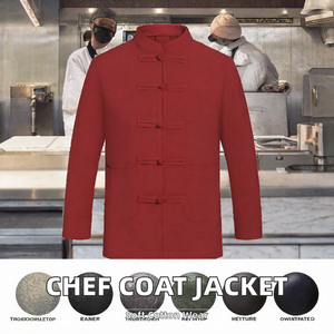 Nueva Chaqueta de Chef Unisex de Manga Corta en Sarga Negra de Poliéster de Alta Calidad con Cierre de Botones y Accesorios Tejidos con Estampado por Transferencia Térmica - Product Image 2