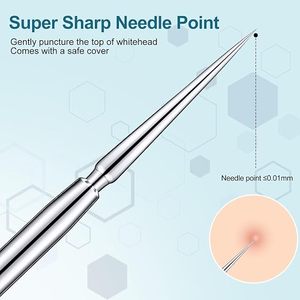 2 Pieces Titanium Blackhead <b>Remover</b> Tool Set Comedone Extractor Kit for Facial Skin Care Whitehead Blackhead Blemish Acne Remova - Product Image 3