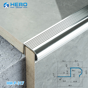 Perfil de aluminio en forma de J antideslizante, impermeable, de diseño tradicional, para bordes de escalones, molduras metálicas Hero para el hogar - Product Image 6