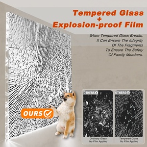 <span class=keywords><strong>Porte</strong></span> de <span class=keywords><strong>douche</strong></span> coulissante en verre trempé transparent sans cadre à fermeture douce en noir - Product Image 5