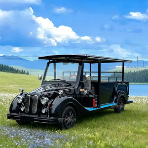 Cercueil électrique vintage noir, style voiture ancienne, compartiment arrière ouvert, véhicule de transport funéraire - Product Image 1